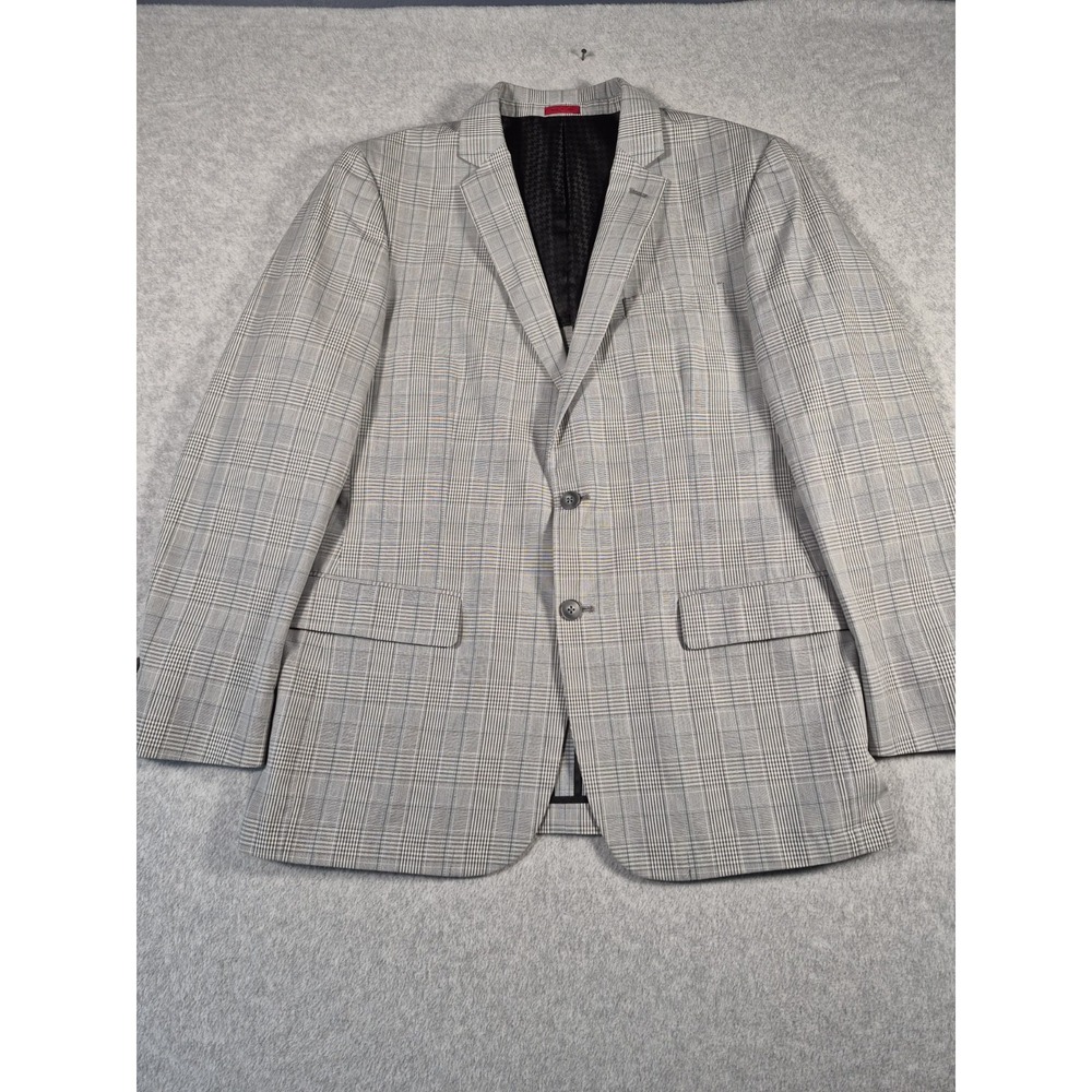 John Varvatos USA Blazer Mens Size 42 Long 100% Cotton Gray Check